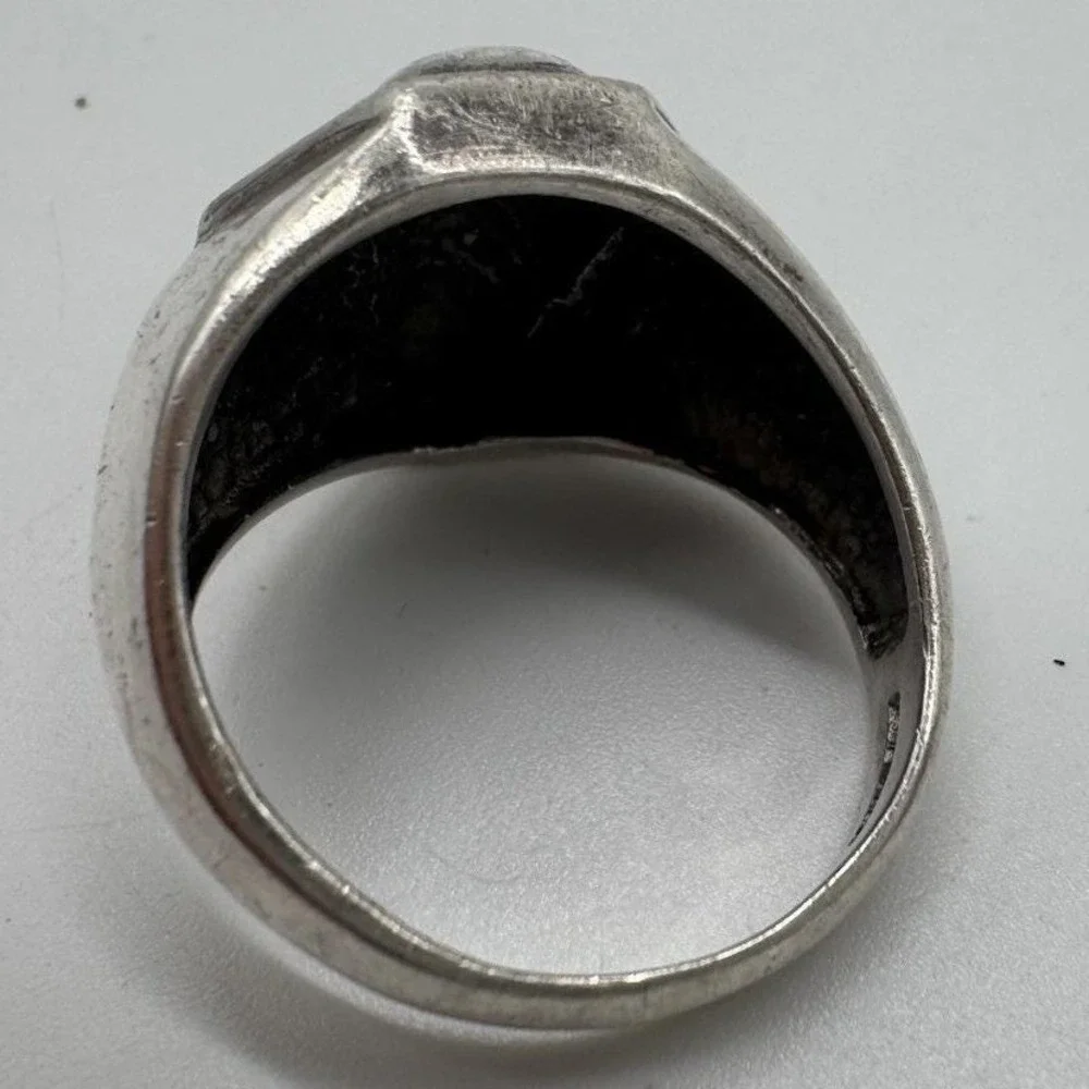 Vintage Skull Signet Ring Silver Tone Biker Gothic Punk Band Size 9.5